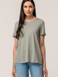 Donna Piazza Italia Donna|T-Shirt E Top<T-shirt mezza manica in cotone modal effetto slub, vestibilità regular - Verdino