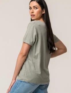 Donna Piazza Italia Donna|T-Shirt E Top<T-shirt mezza manica in cotone modal effetto slub, vestibilità regular - Verdino