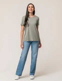 Donna Piazza Italia Donna|T-Shirt E Top<T-shirt mezza manica in cotone modal effetto slub, vestibilità regular - Verdino