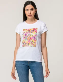 Donna Piazza Italia Donna|T-Shirt E Top<T-shirt mezza manica in cotone con stampa diversi colori disponibili - var 1