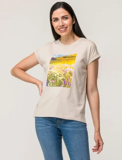 Donna Piazza Italia Donna|T-Shirt E Top<T-shirt mezza manica in cotone con stampa diversi colori disponibili - var 2