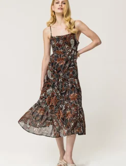 Donna Piazza Italia Donna|Abiti E Tute<Vestito a bretelle in tessuto leggero con inserto effetto metallizzato - var 1