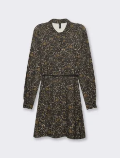 Donna Piazza Italia Donna|Abiti E Tute<Vestito chemisier a fantasia manica lunga e gonna a ruota - var 1