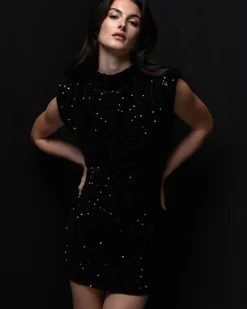 Donna Piazza Italia Abiti E Tute<Vestito con spalline in paillettes - Nero