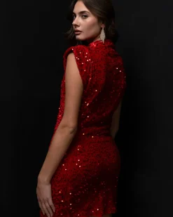 Donna Piazza Italia Abiti E Tute<Vestito con spalline in paillettes - Rosso