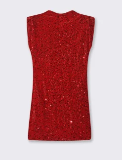 Donna Piazza Italia Abiti E Tute<Vestito con spalline in paillettes - Rosso