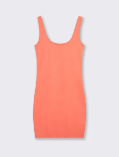 Donna Piazza Italia Abiti E Tute<Vestito corto in tessuto elatico con spalline e scollo rettangolare - Corallo
