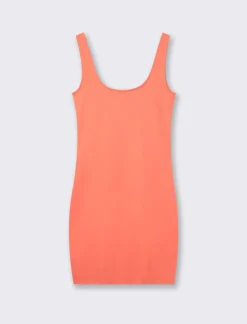 Donna Piazza Italia Abiti E Tute<Vestito corto in tessuto elatico con spalline e scollo rettangolare - Corallo