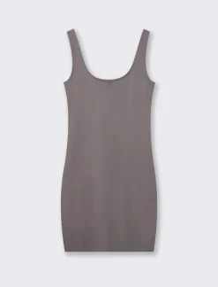 Donna Piazza Italia Abiti E Tute<Vestito corto in tessuto elatico con spalline e scollo rettangolare - piombo