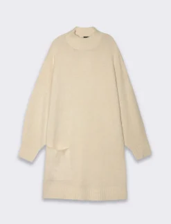 Donna Piazza Italia Donna|Abiti E Tute<Vestito corto maxipullover mezzo collo e manica lunga - Avorio