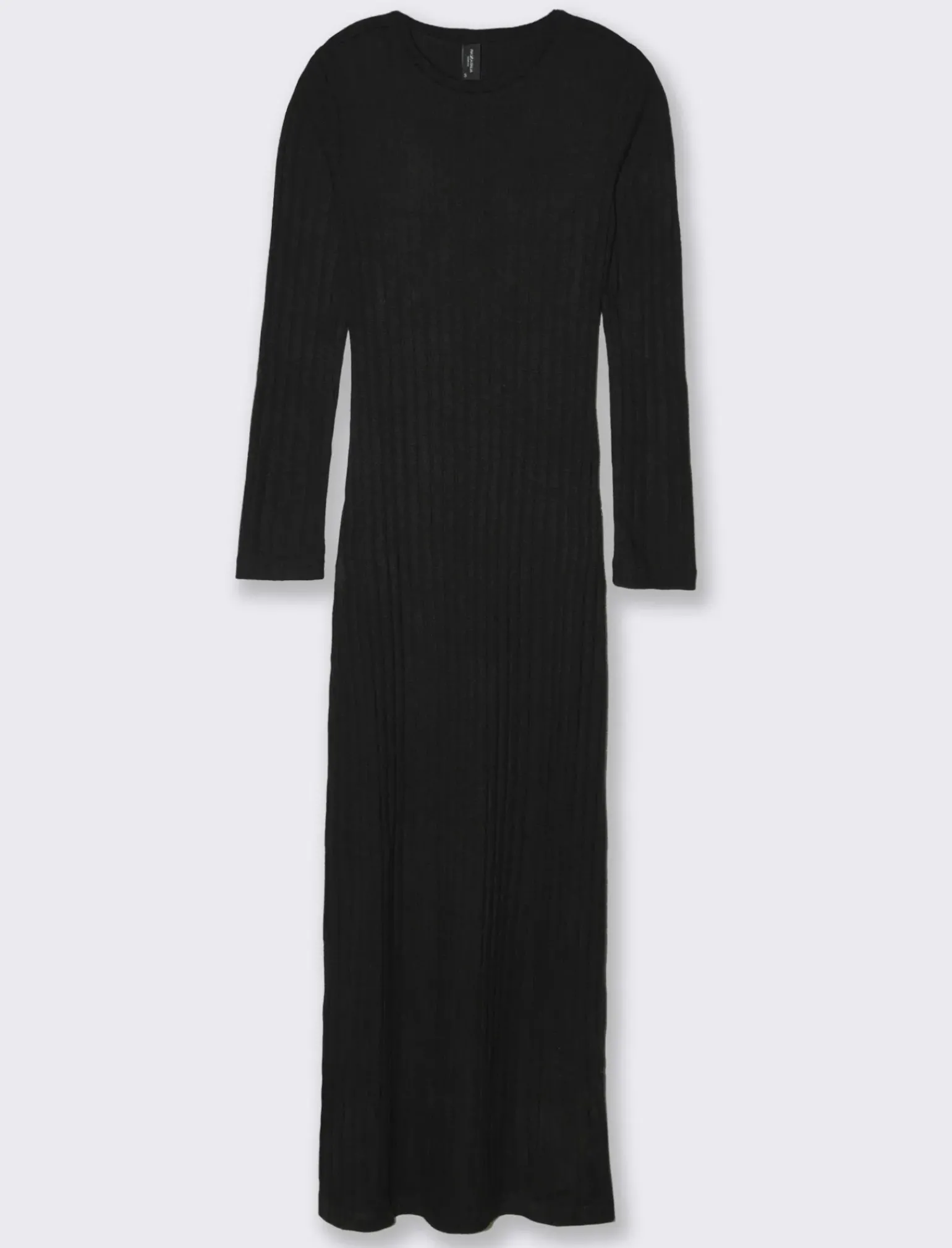 Donna Piazza Italia Donna|Abiti E Tute<Vestito lungo con girocollo e manica lunga tessuto tipo maglina a coste larghe - Nero