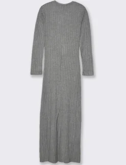 Donna Piazza Italia Donna|Abiti E Tute<Vestito lungo con girocollo e manica lunga tessuto tipo maglina a coste larghe - melange