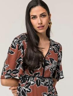 Donna Piazza Italia Abiti E Tute<Vestito lungo in viscosa, vestibilità regular e maniche ampie - var 1