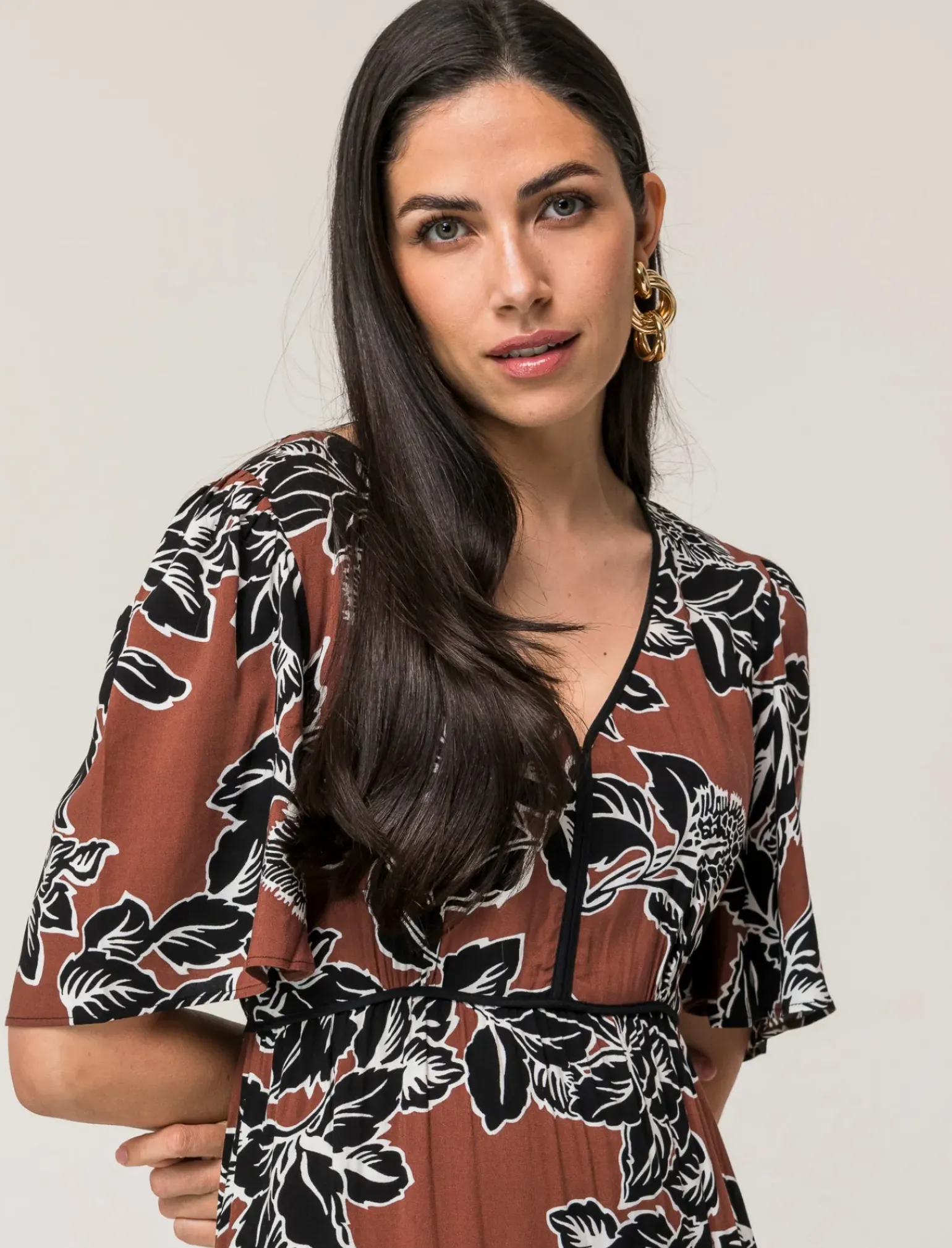 Donna Piazza Italia Abiti E Tute<Vestito lungo in viscosa, vestibilità regular e maniche ampie - var 1