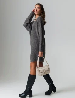 Donna Piazza Italia Donna|Abiti E Tute<Vestito maxipullover con filato di pailletes scollatura a V profonda sulla schiena - melange