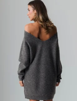 Donna Piazza Italia Donna|Abiti E Tute<Vestito maxipullover con filato di pailletes scollatura a V profonda sulla schiena - melange