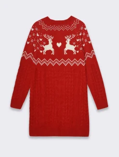 Donna Piazza Italia Abiti E Tute<Vestito midi in maglia lavorzione trecce e jaquard natalizio - var 1