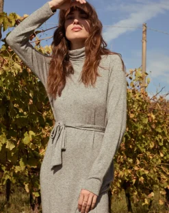 Donna Piazza Italia Donna|Abiti E Tute<Vestuto lungo con cintura manica lunga e collo alto - melange