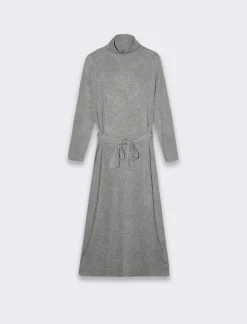 Piazza Italia Vestuto lungo con cintura manica lunga e collo alto - melange Grigio Discount
