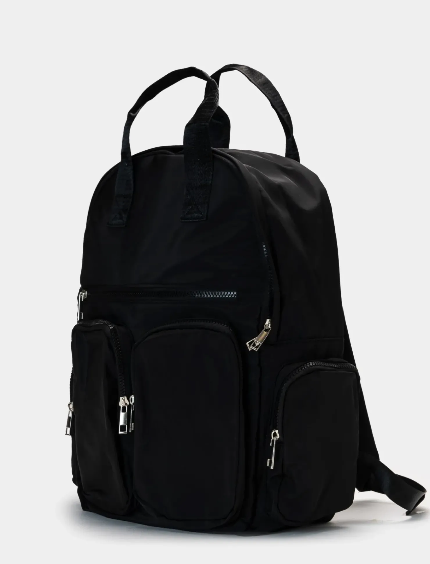 Piazza Italia Zaino in nylon da uomo con tasconi e zip - Nero Best